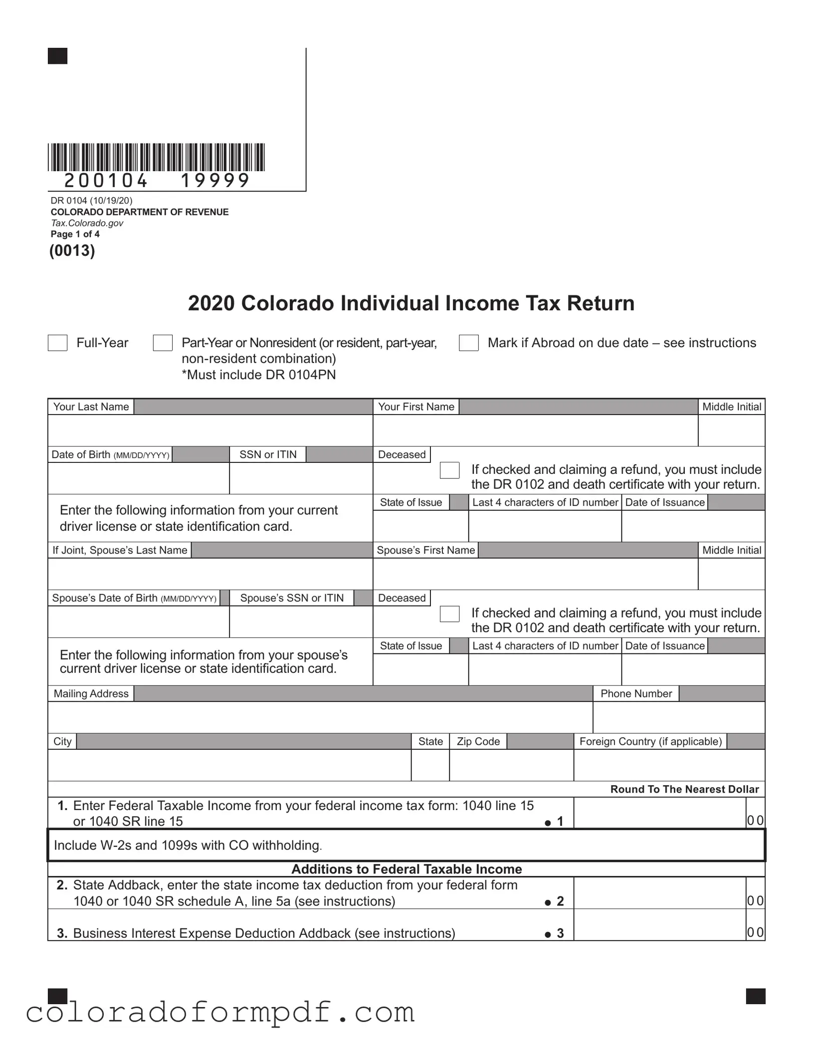 Fill Out Your Colorado 104 Form