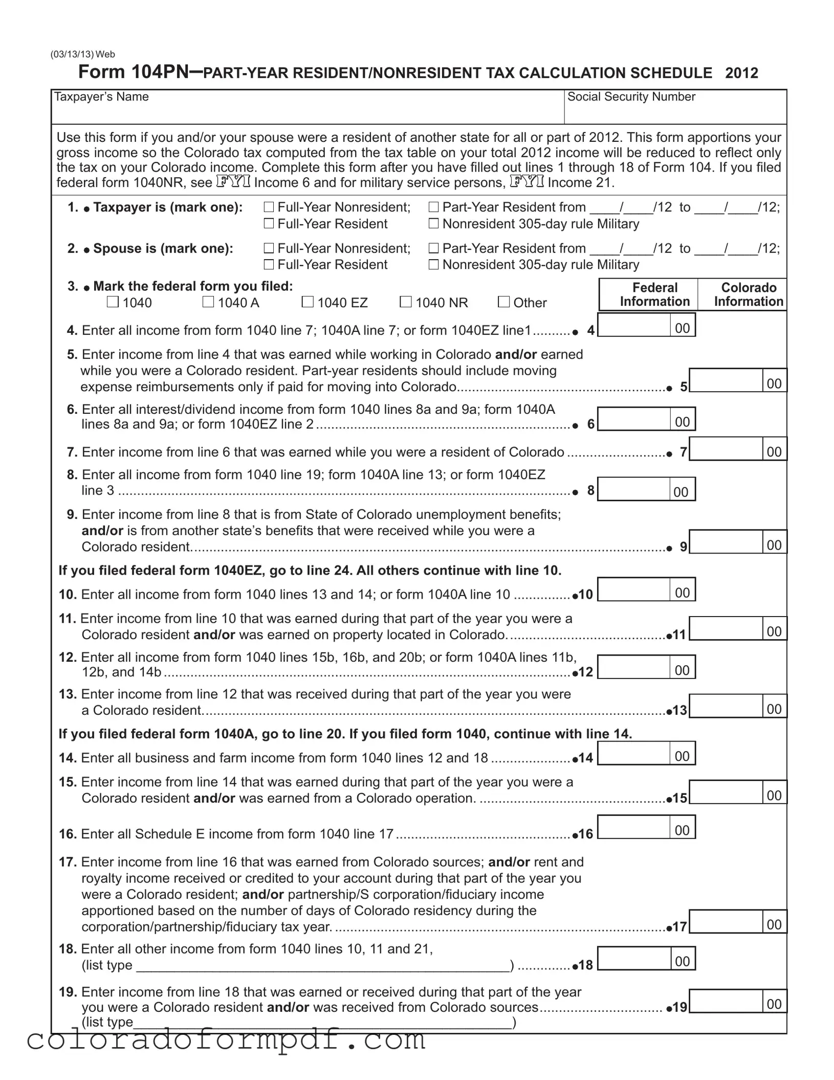 Fill Out Your Colorado 104Pn Form