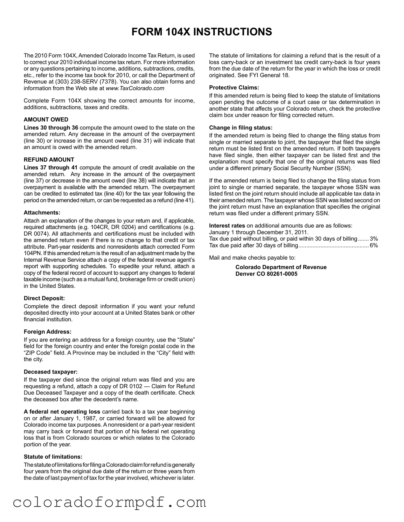 Fill Out Your Colorado 104X Form