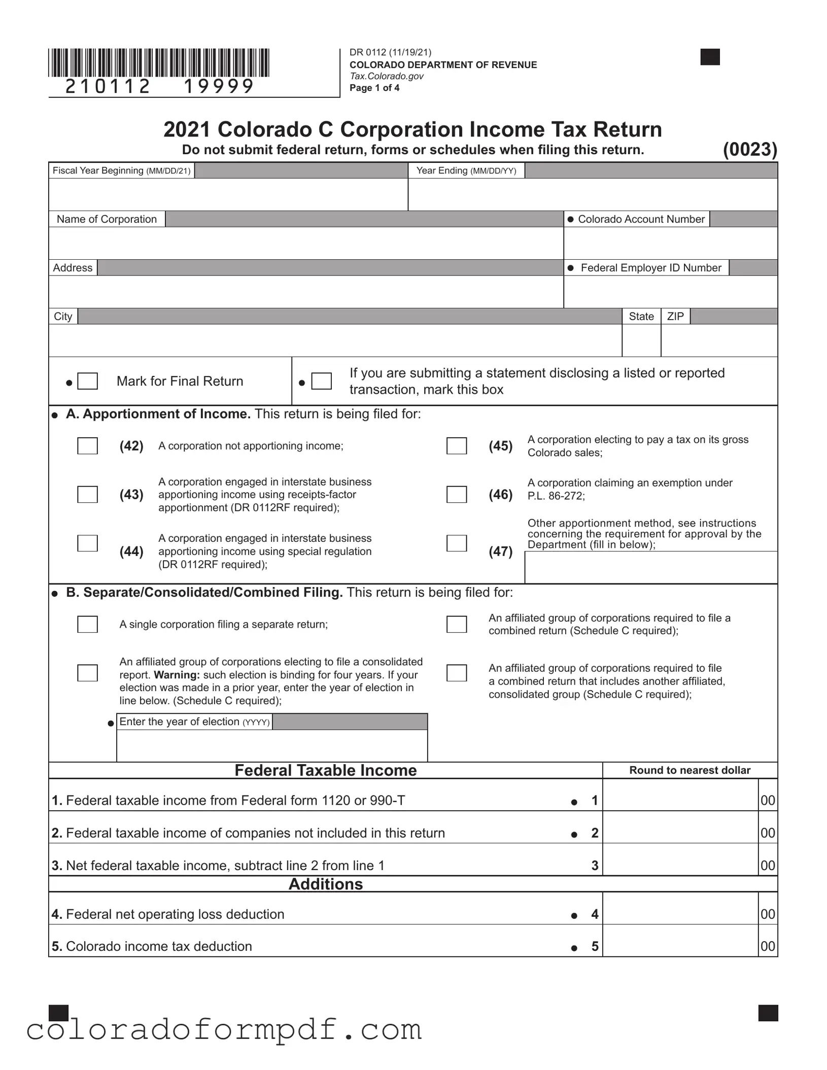 Fill Out Your Colorado 112 Form