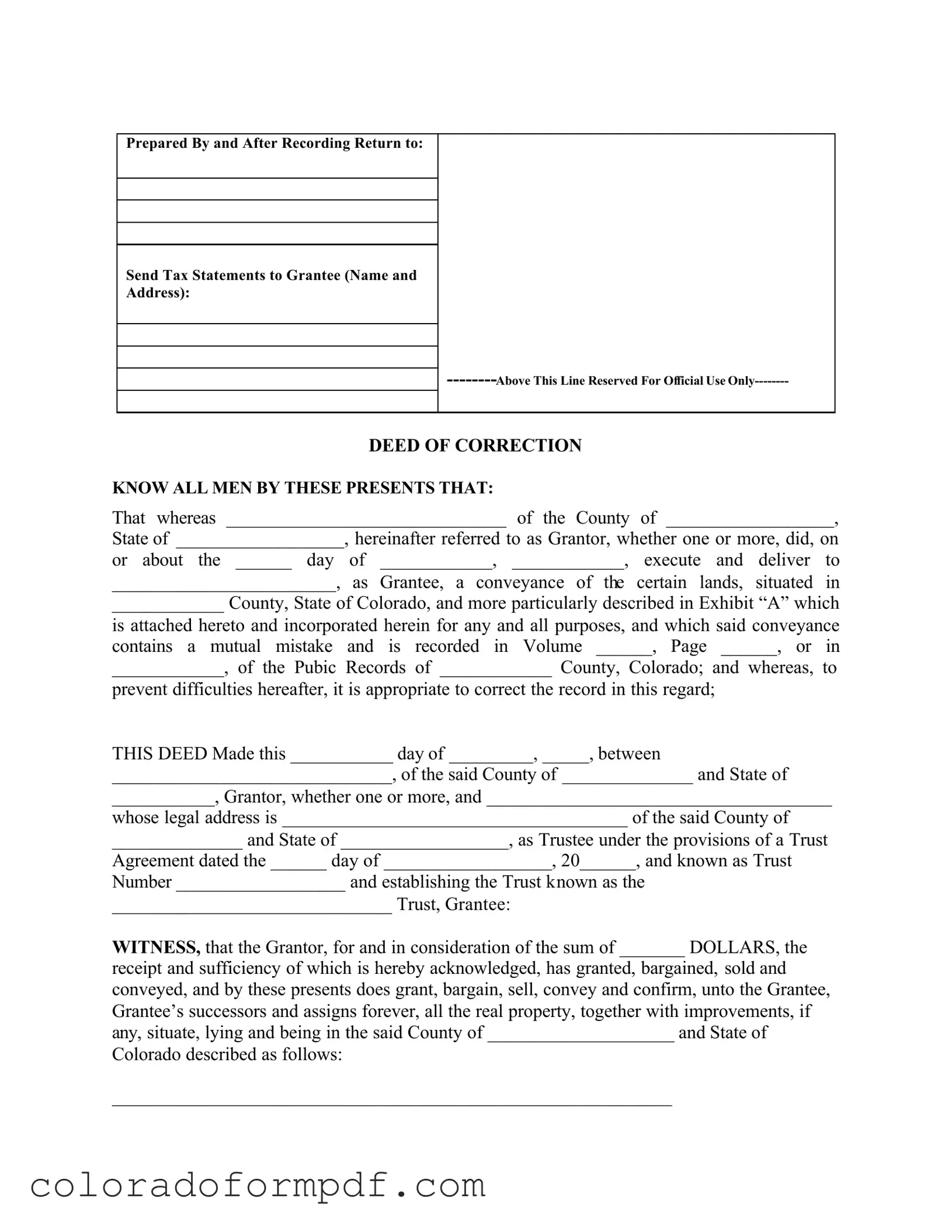 Fill Out Your Colorado Correction Form