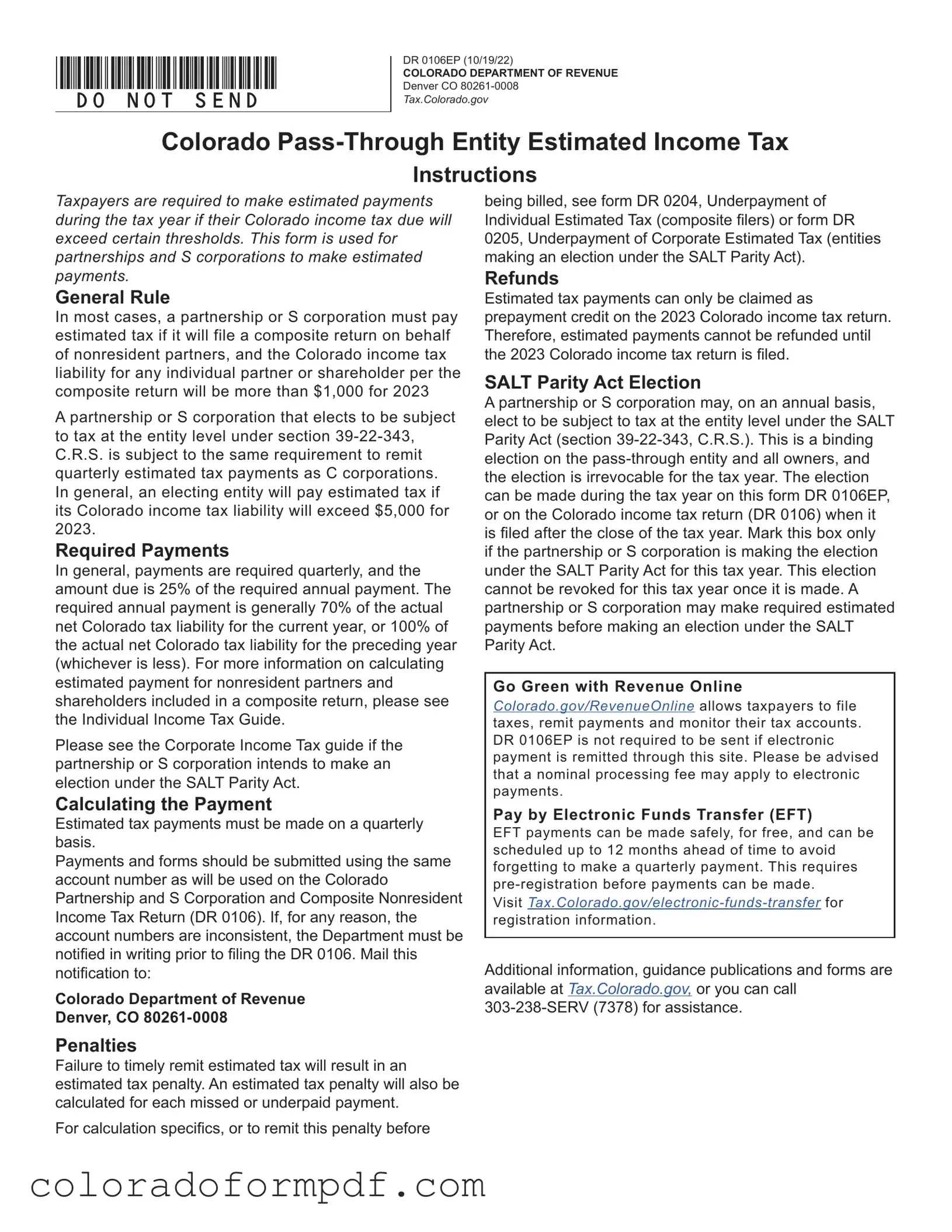 Fill Out Your Colorado Dr 0106Ep Form