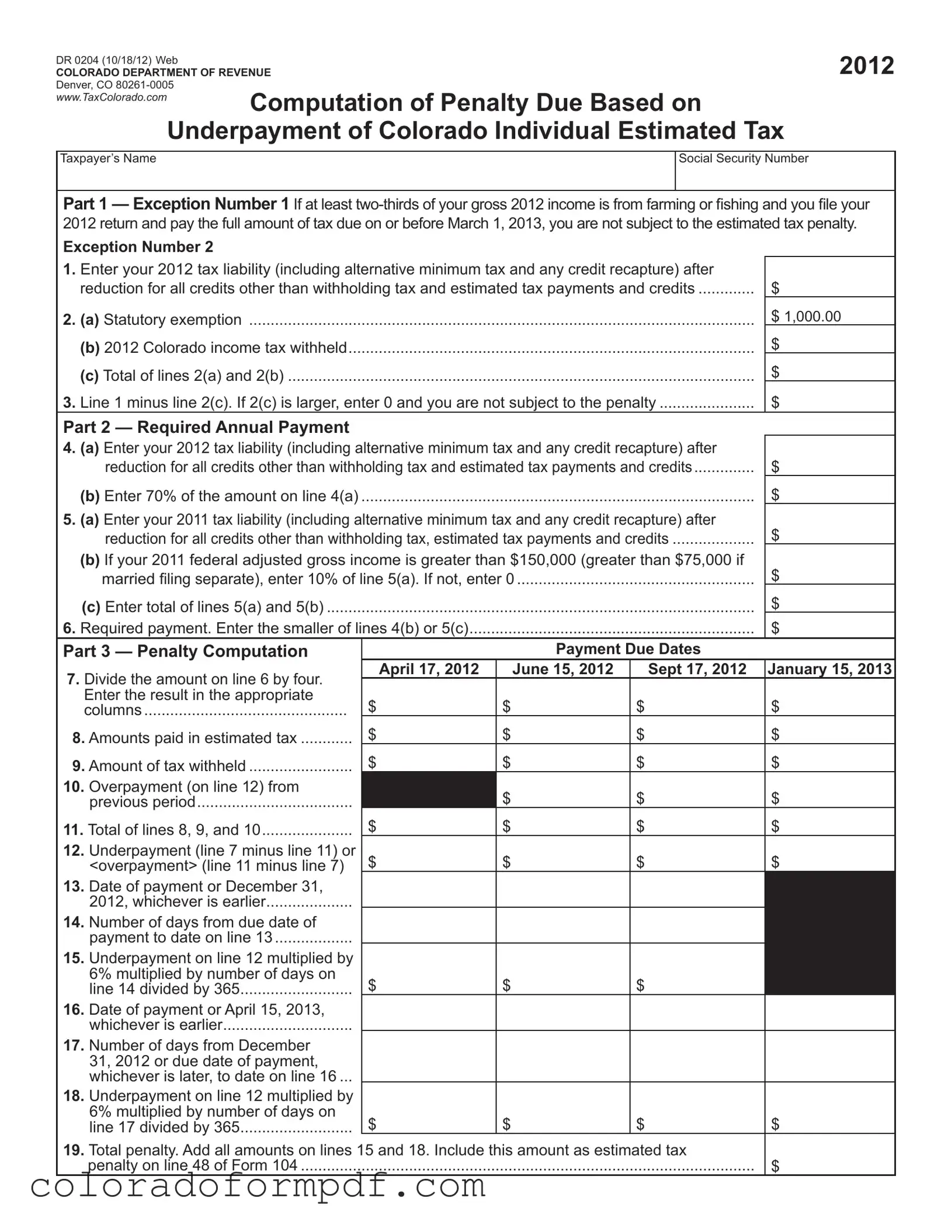 Fill Out Your Colorado Dr 0204 Form