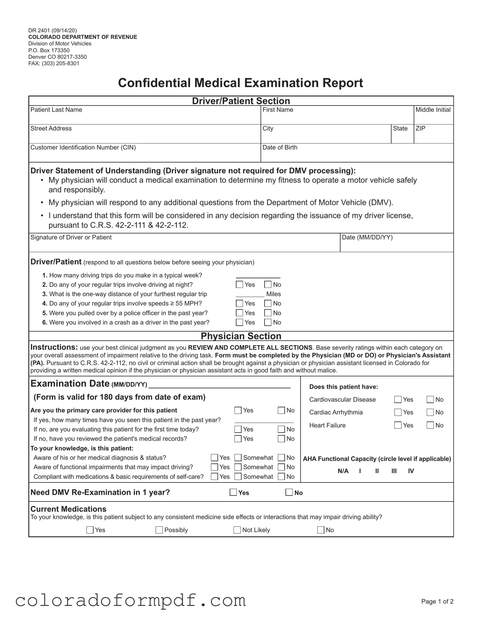 Fill Out Your Colorado Dr 2401 Form