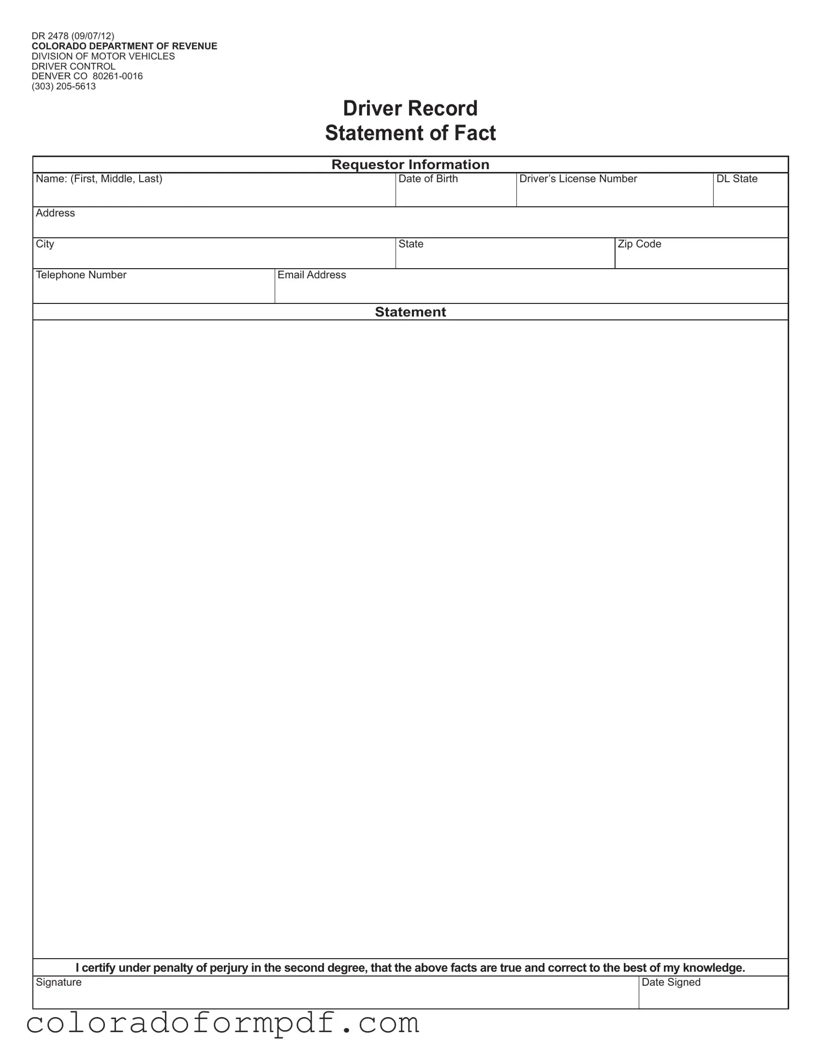 Fill Out Your Colorado Dr 2478 Form