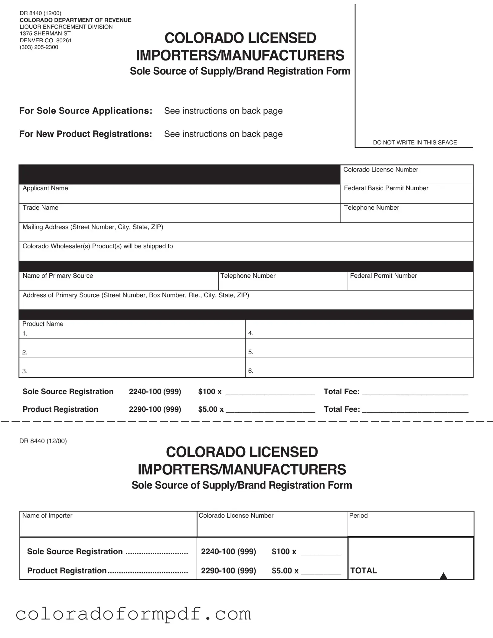 Fill Out Your Colorado Dr 8440 Form