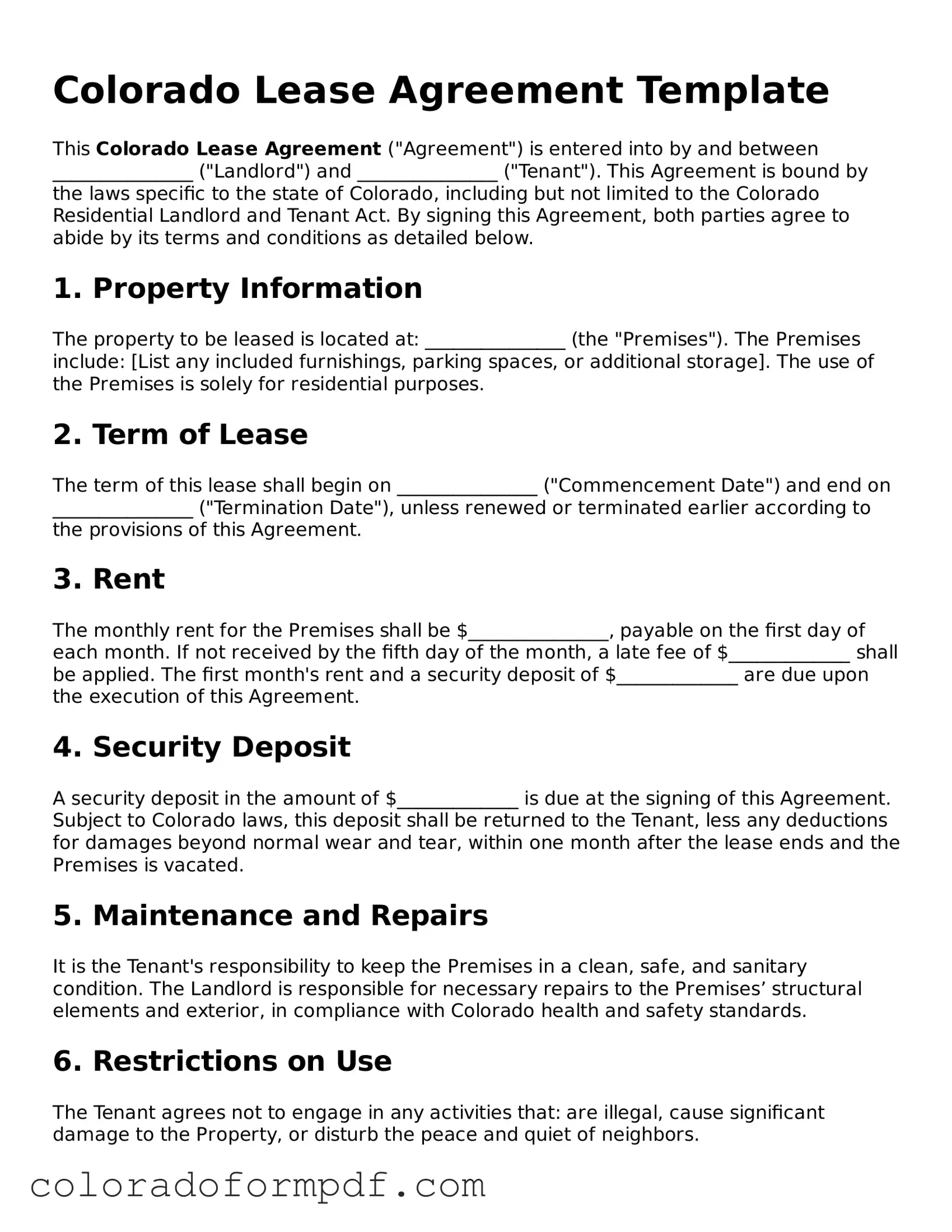 Attorney-Approved  Lease Agreement Template for Colorado