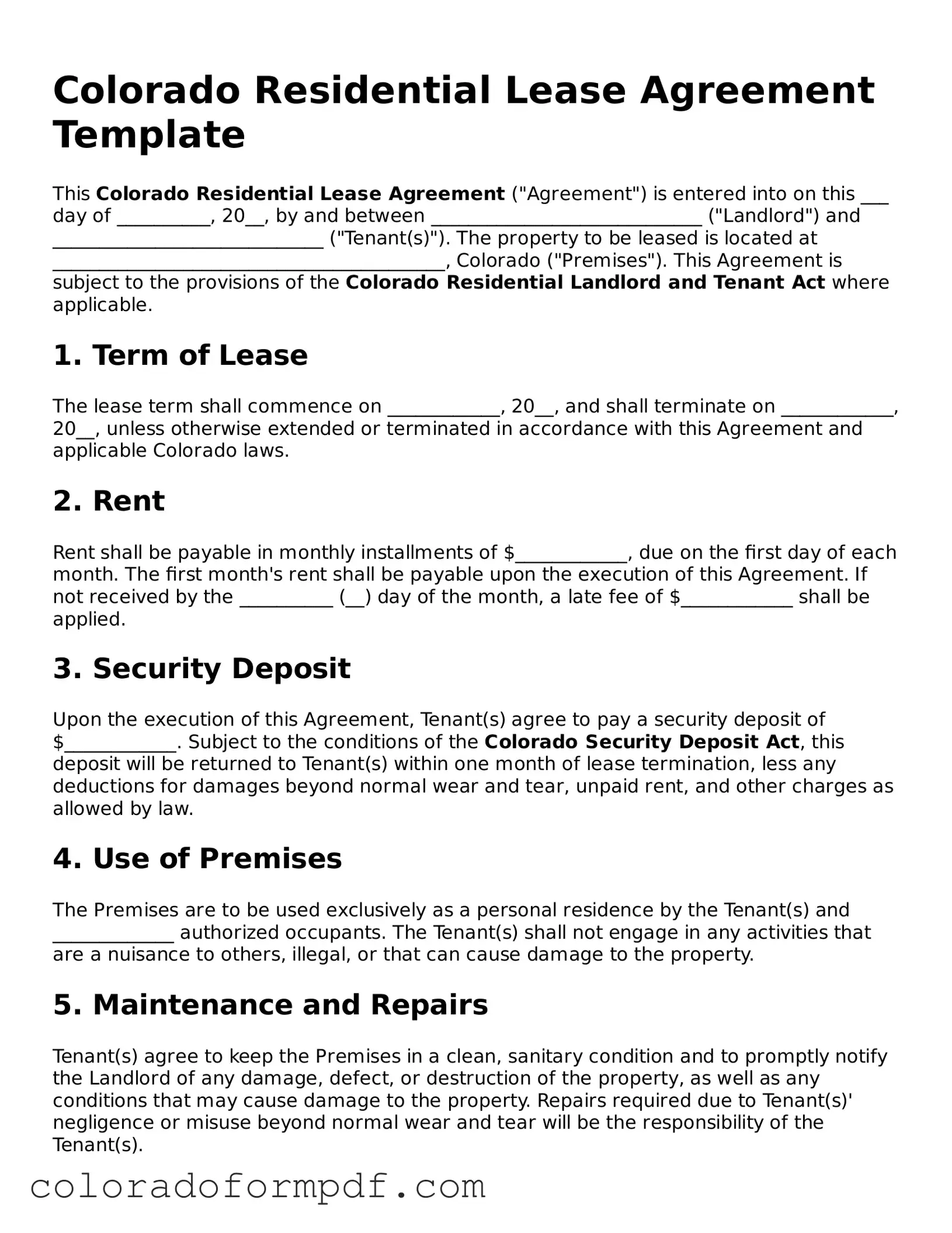 Attorney-Approved  Residential Lease Agreement Template for Colorado