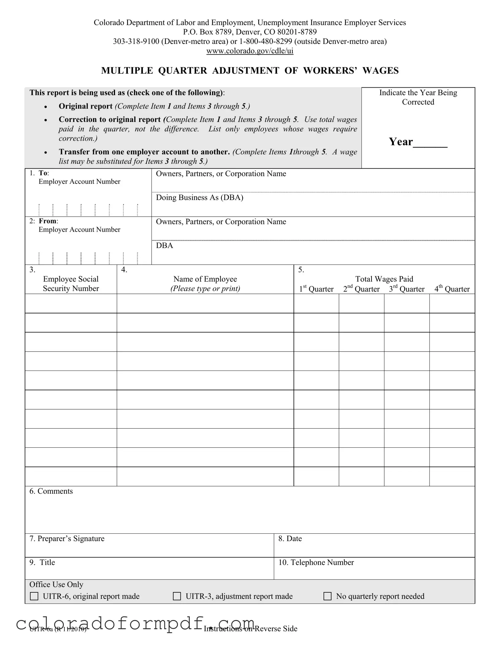 Fill Out Your Colorado Uitr 6A Form