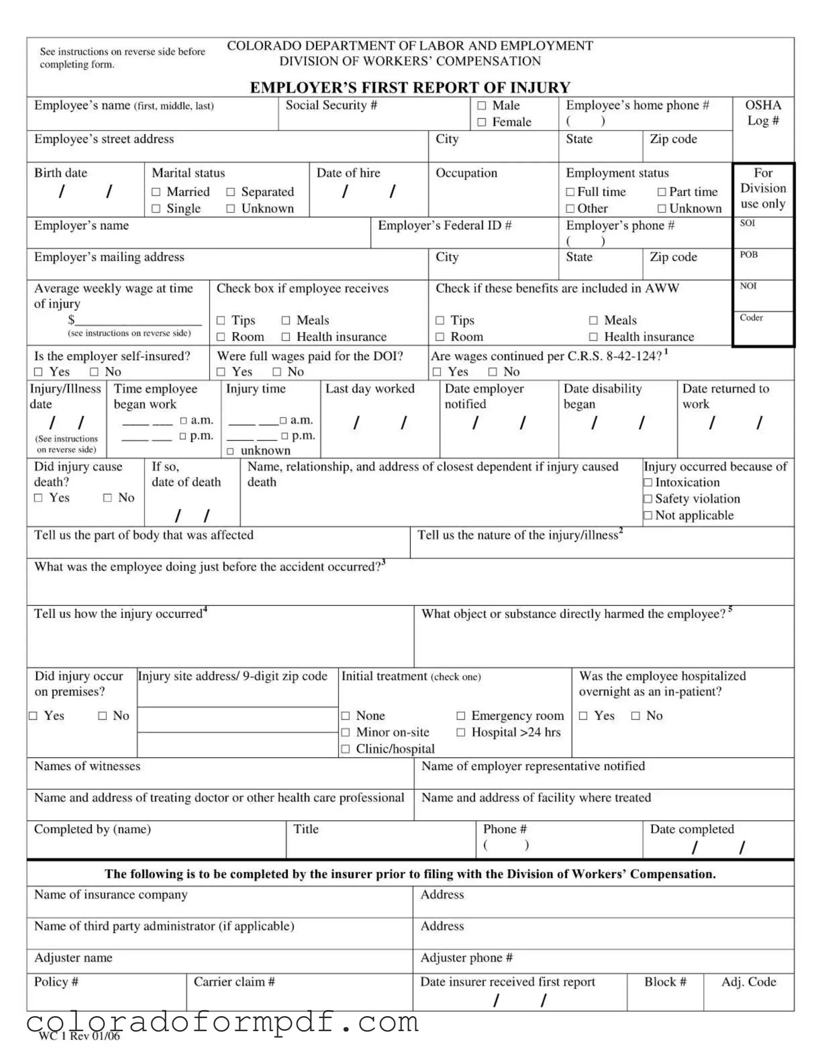 Fill Out Your Colorado Wc 1 Form