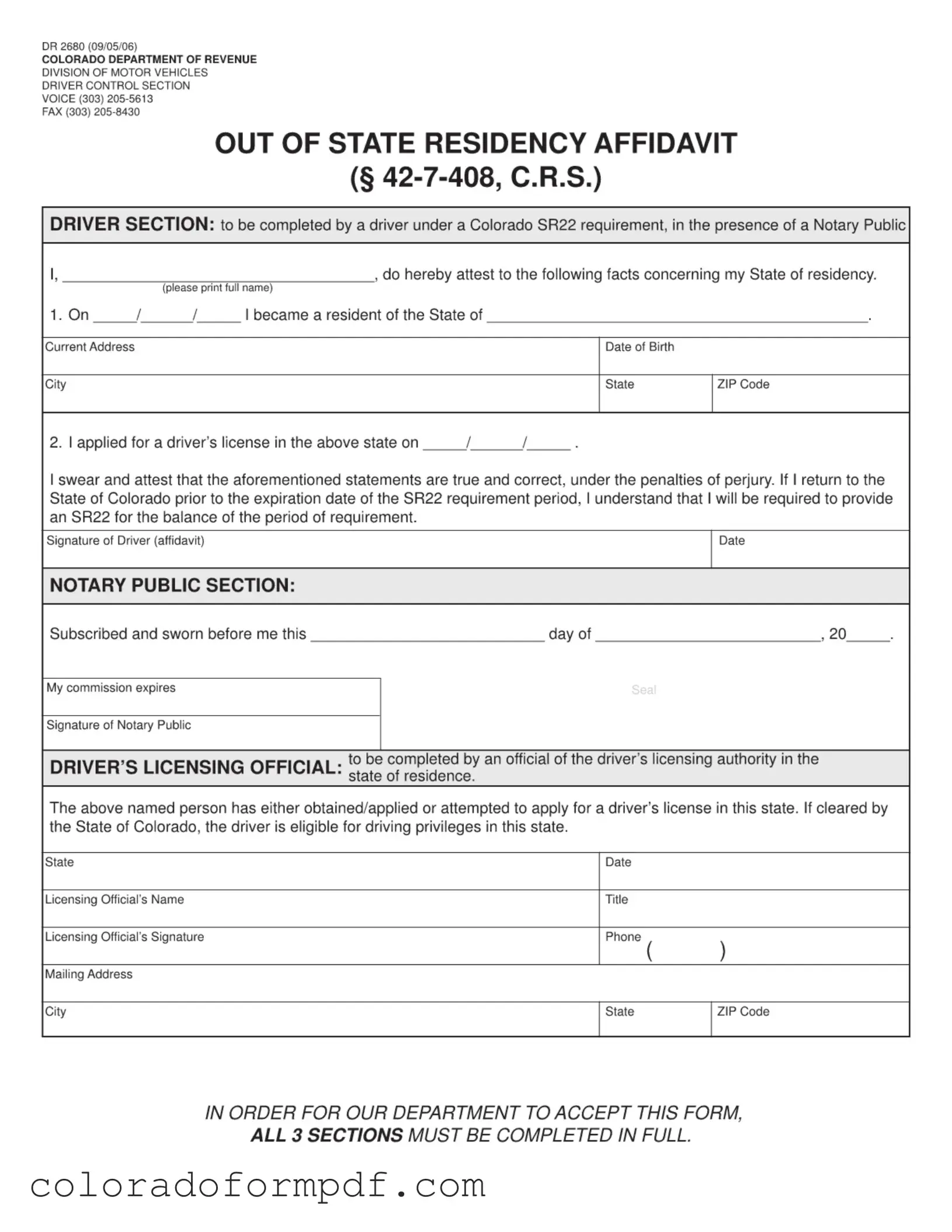 Fill Out Your Dr 2680 Colorado Form