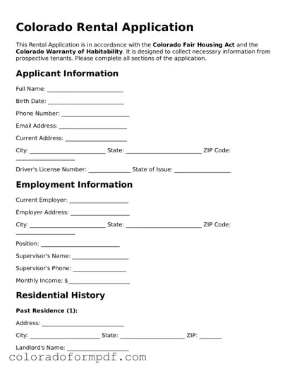 Attorney-Approved  Rental Application Template for Colorado