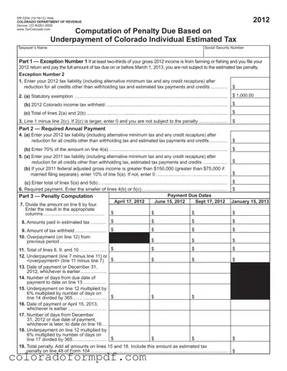 Fill Out Your Colorado Dr 0204 Form