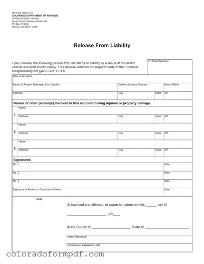 Fill Out Your Colorado Dr 2100 Form