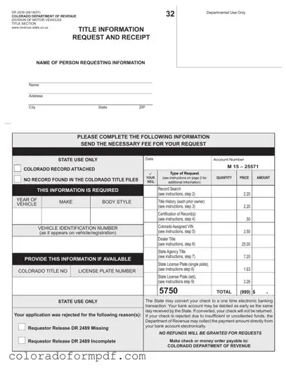 Fill Out Your Colorado Dr 2539 Form