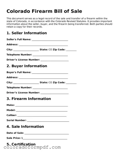 Attorney-Approved  Firearm Bill of Sale Template for Colorado