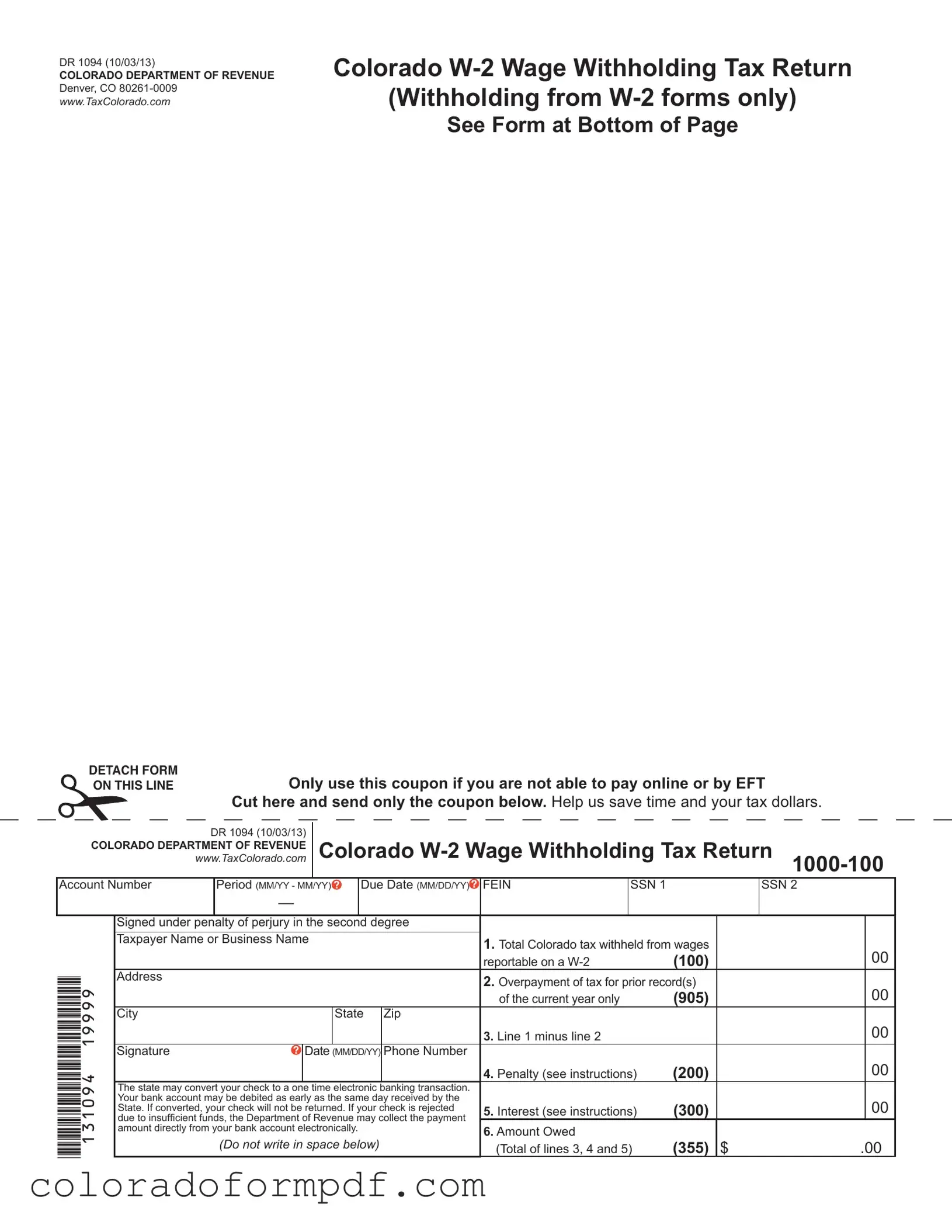 Fill Out Your W2 Colorado Form